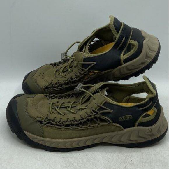 Men\'s Size 11.5 KEEN Uneek Nxis Olive Green/Olice Drab Leather Water Sandals EUC